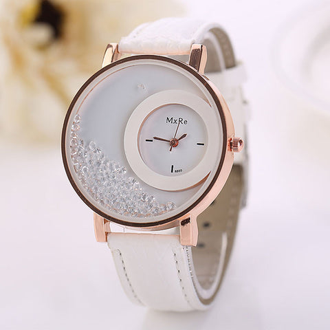 Rhinestone Quicksand Leather Watch - UNMATCHED MARKET