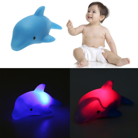 LED Flashing Rubber Bathtub Dolphin For Baby Kids