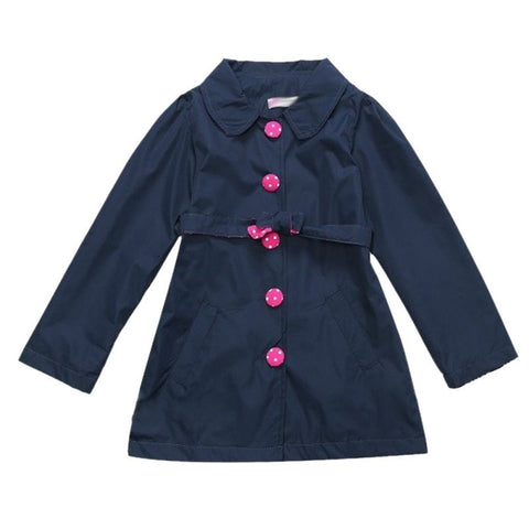 Fashionable Baby Girl Button Trench Coat