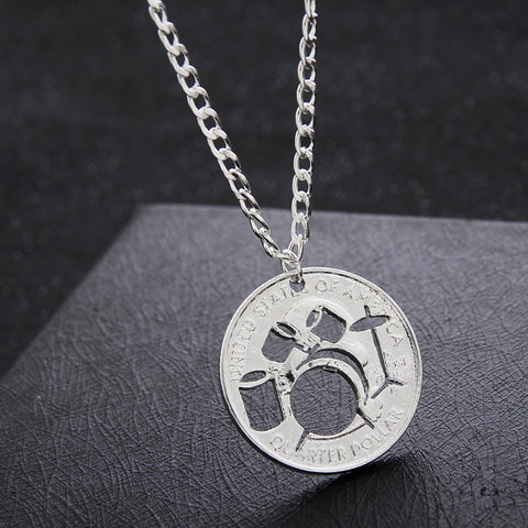Drummer Necklace Hand Cut Coin Limited Edition