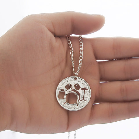 Drummer Necklace Hand Cut Coin Limited Edition