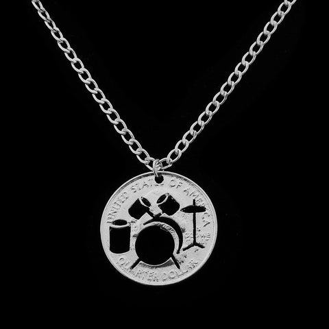 Drummer Necklace Hand Cut Coin Limited Edition
