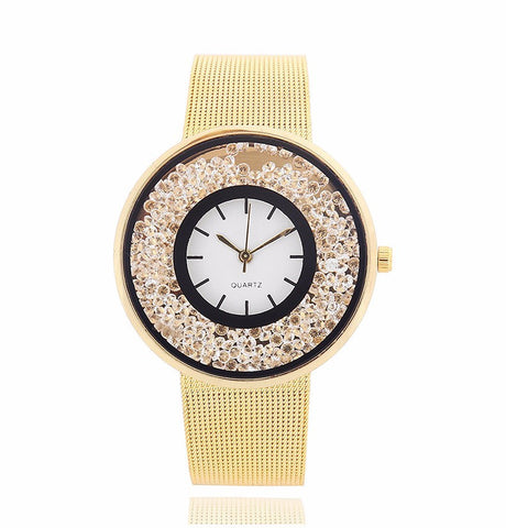 Crystal Rhinestone Stainless Mesh Strap Watch