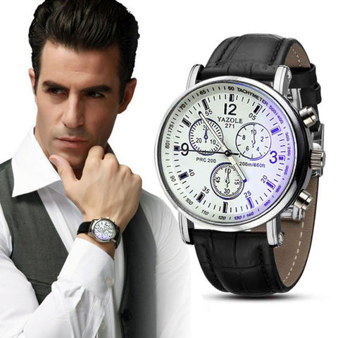 Luxury Leather Fashion Quartz Watch - Black Leather