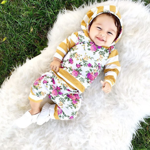 Cute Swag Floral Hooded Set
