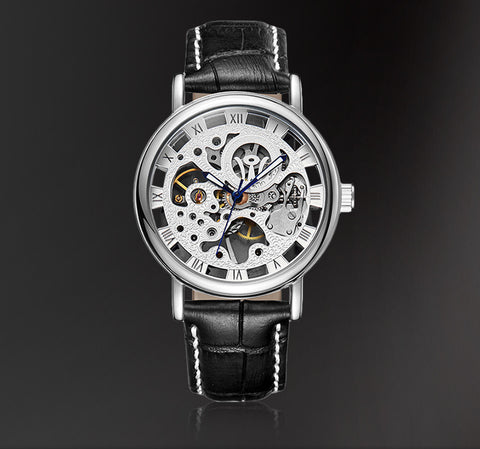 Luxury Leather Automatic Mechanical Watch - The Skeleton Series