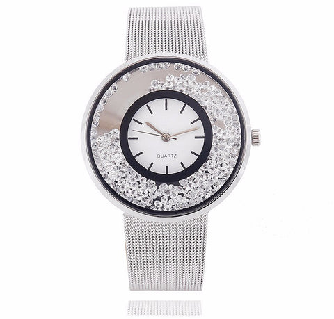Crystal Rhinestone Stainless Mesh Strap Watch