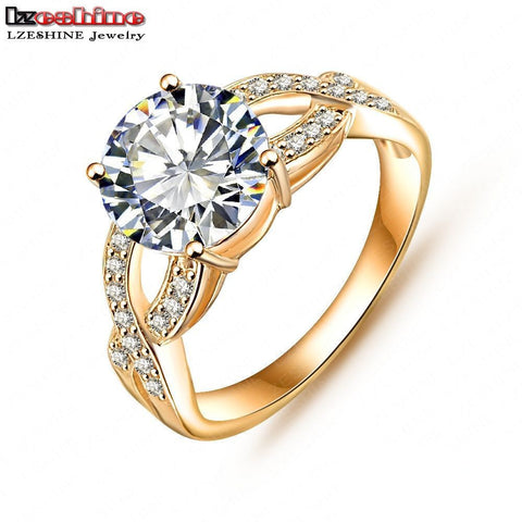 Luxurious Hollow Gold/Silver Plated Crystal Ring