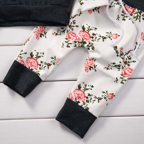 Floral Hooded Top & Track Pants Outfit Set