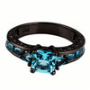 Image of Black Gold Classical Cut Light Blue Wedding Ring