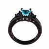 Image of Black Gold Classical Cut Light Blue Wedding Ring