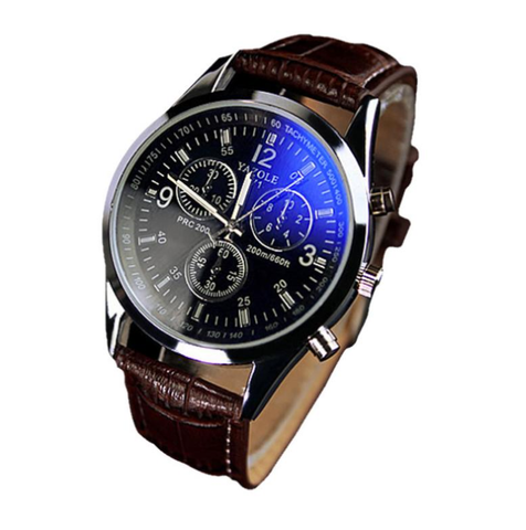 Luxury Leather Fashion Quartz Watch - Brown Leather