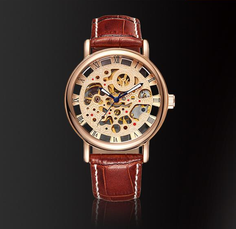 Luxury Leather Automatic Mechanical Watch - The Skeleton Series