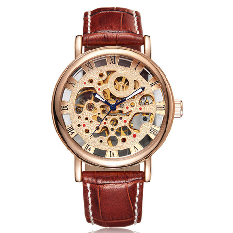 Luxury Leather Automatic Mechanical Watch - The Skeleton Series