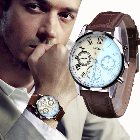 Luxury Leather Fashion Quartz Watch - Brown Leather